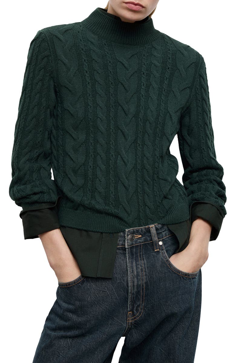 MANGO Cable Stitch Mock Neck Sweater, Main, color, 