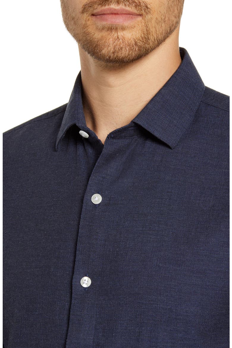 Unbutton Down Slim Fit Sport Shirt, Alternate, color, MIDNIGHT HEATHER