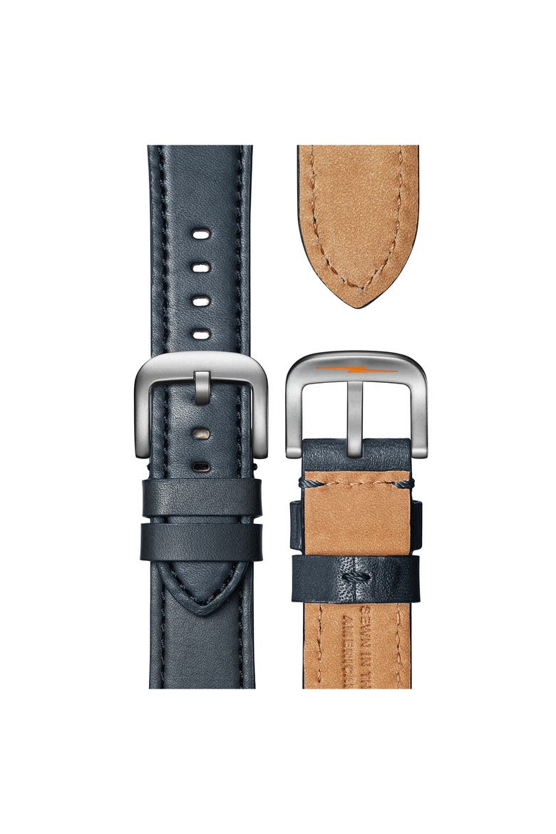 Canfield Sport Leather Strap Watch, 45mm, Alternate, color, NAVY LEATHER STRAP