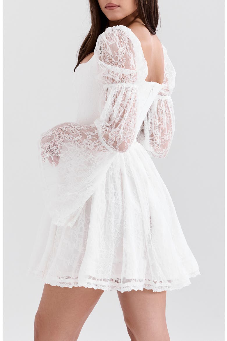Sancia Lace Long Sleeve Minidress, Alternate, color, WHITE