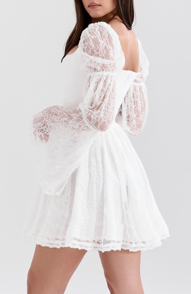 HOUSE OF CB Sancia Lace Long Sleeve Minidress, Alternate, color, White