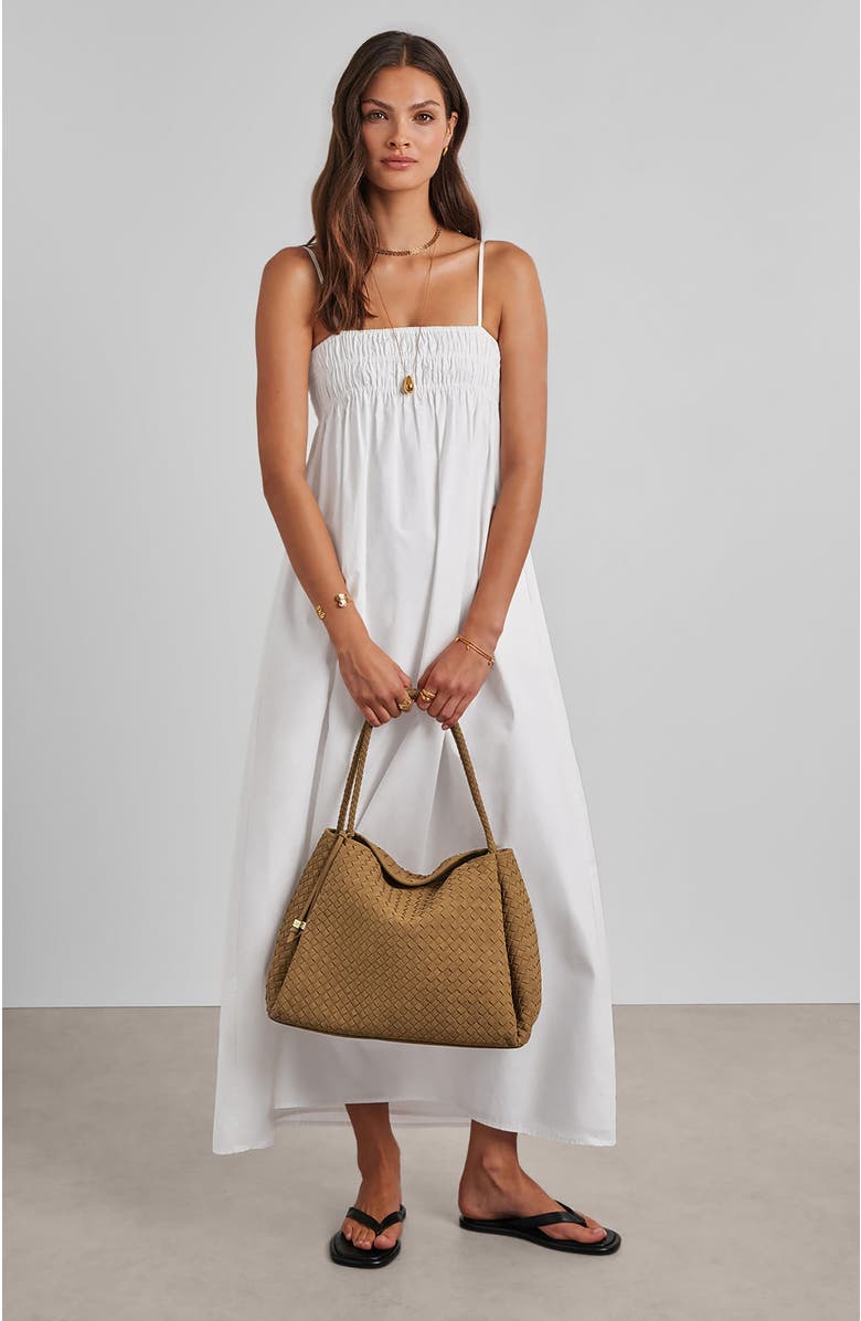 Katie Loxton Nova Hand Woven Large Shoulder Bag, Alternate, color, Light Caramel Suedette