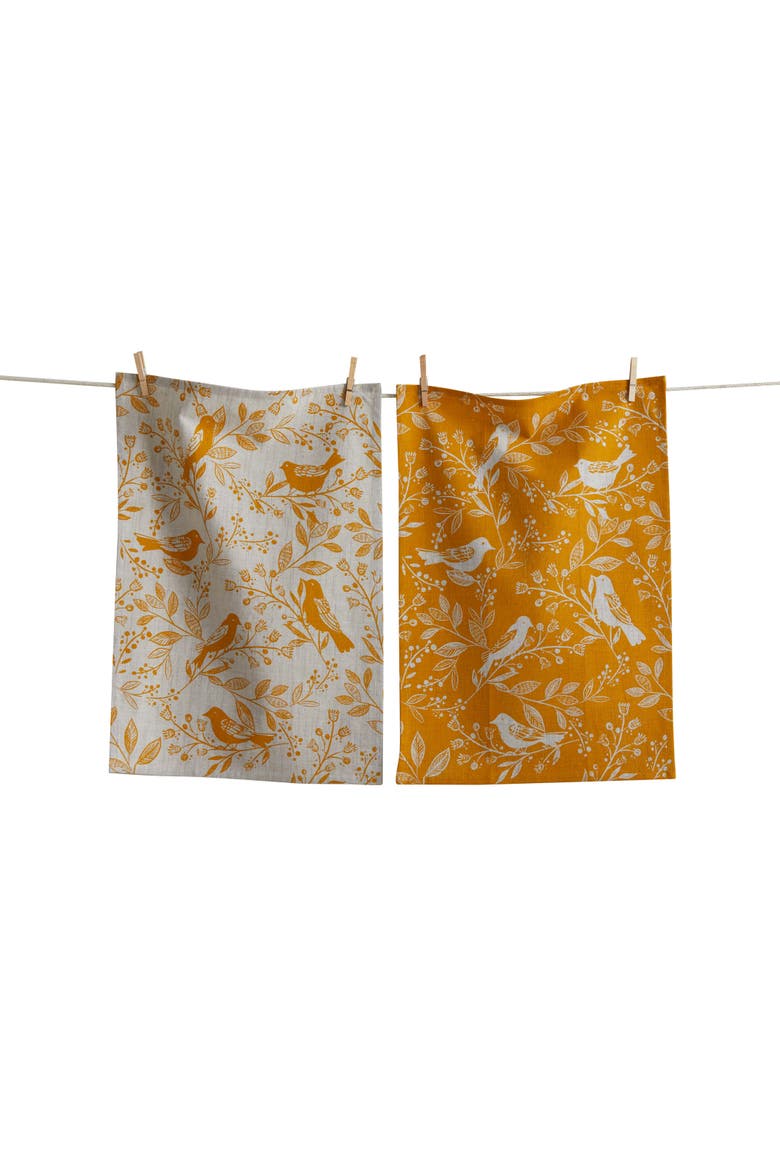 Canyon Print Birds & Vines Dt S/2 Ochre Ochre Cotton Everyday, Main, color, Yellow
