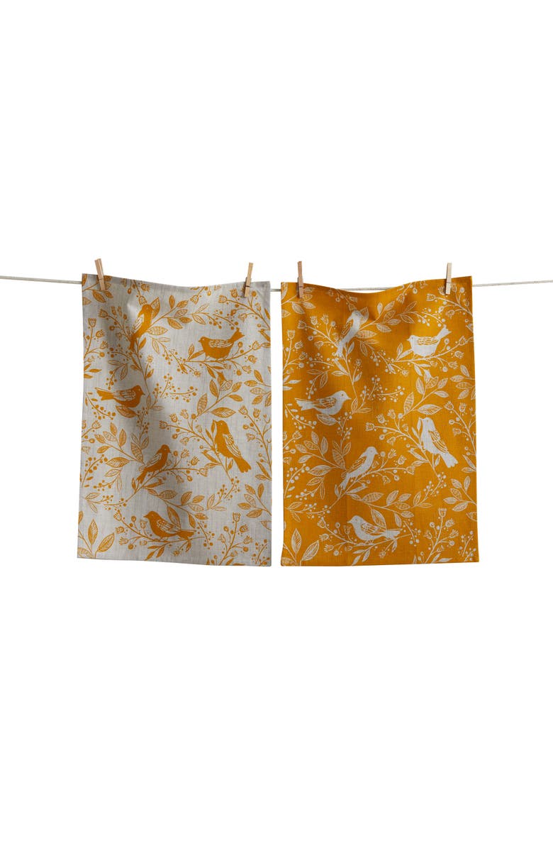 tag Canyon Print Birds & Vines Dt S/2 Ochre Ochre Cotton Everyday, Main, color, Yellow