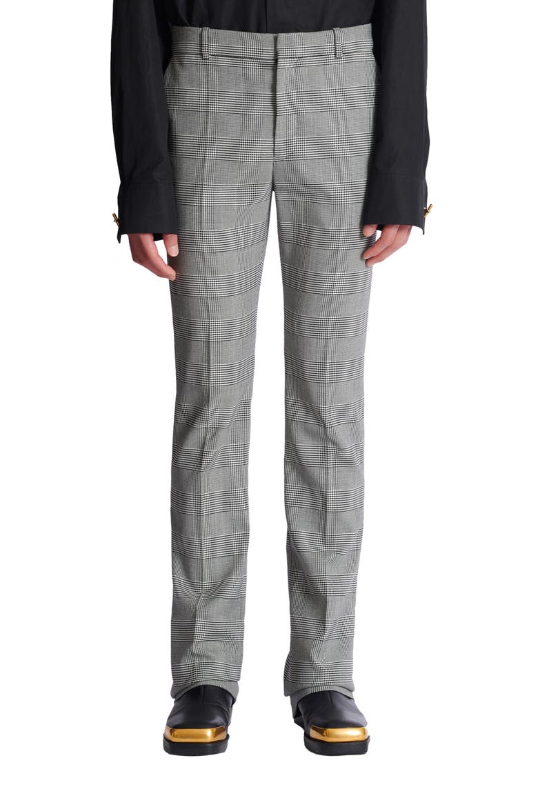 Darted trousers in Prince of Wales wool, Alternate, color, black