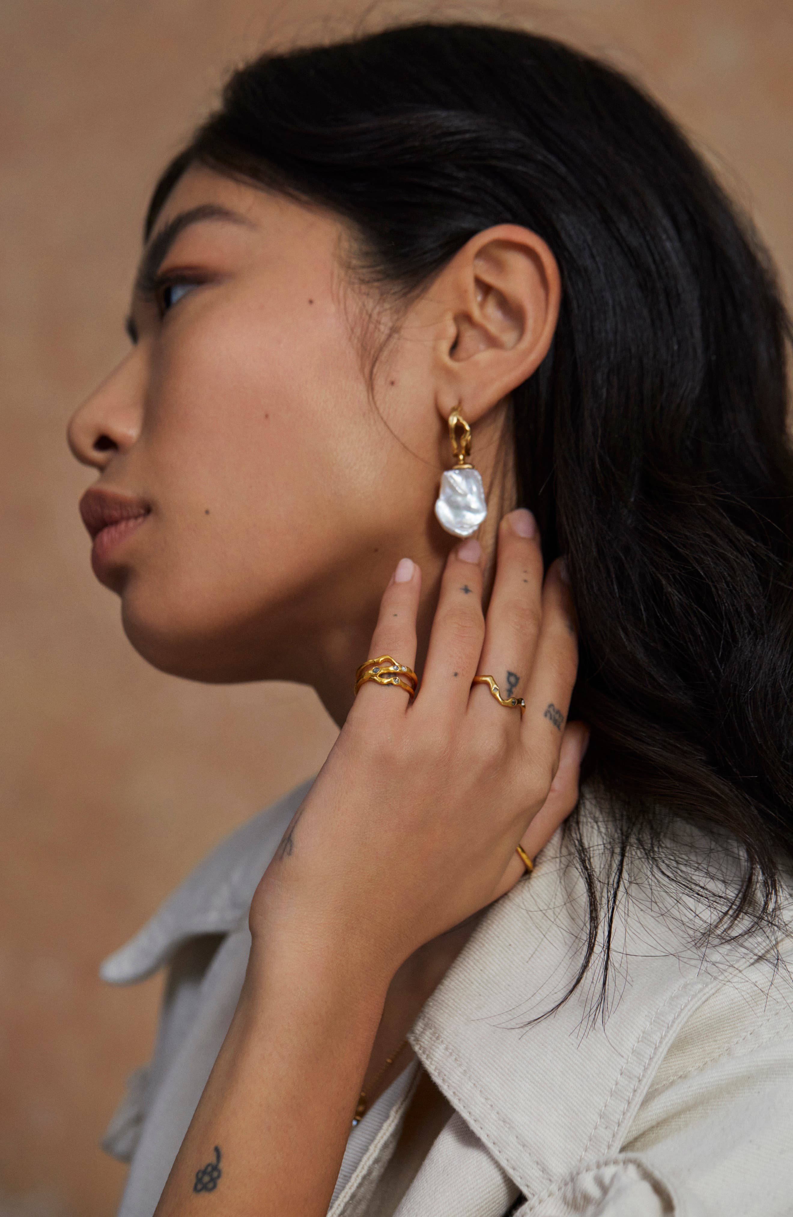 Large Keshi Pearl Hoop Earrings (Women) | Nordstrom