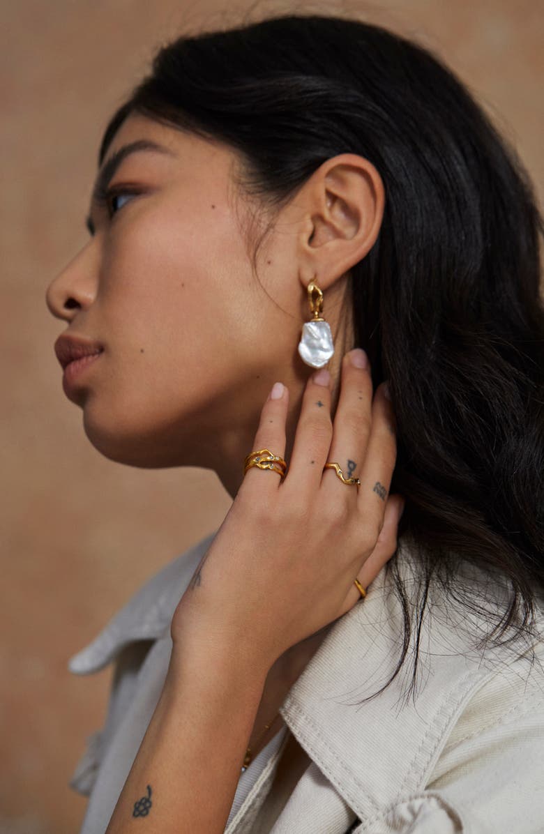 Monica Vinader Large Keshi Pearl Hoop Earrings, Alternate, color, Gp