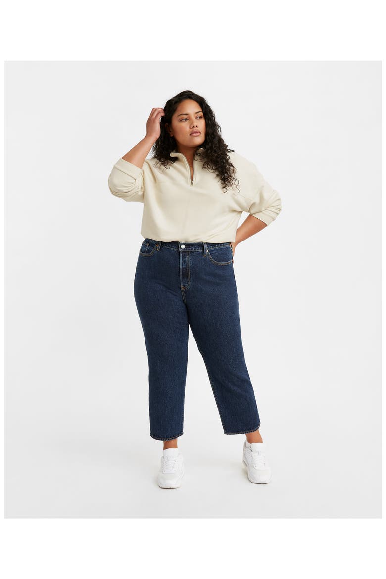 Levi's® Wedgie High Waist Raw Hem Straight Leg Jeans, Alternate, color, SALSA DARK STONE