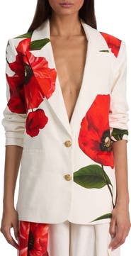 Alice + Olivia Elna Long Poppy Print Blazer