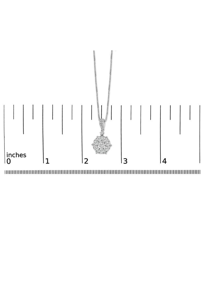 14K White Gold 1 1/5 Cttw Diamond Composite Cluster Pendant Necklace, Alternate, color, White