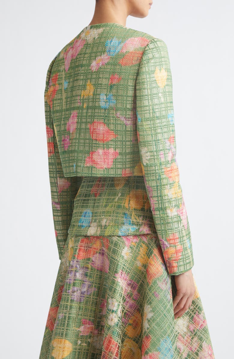 Lela Rose Floral Raffia Crop Blazer, Alternate, color, Cactus Multi