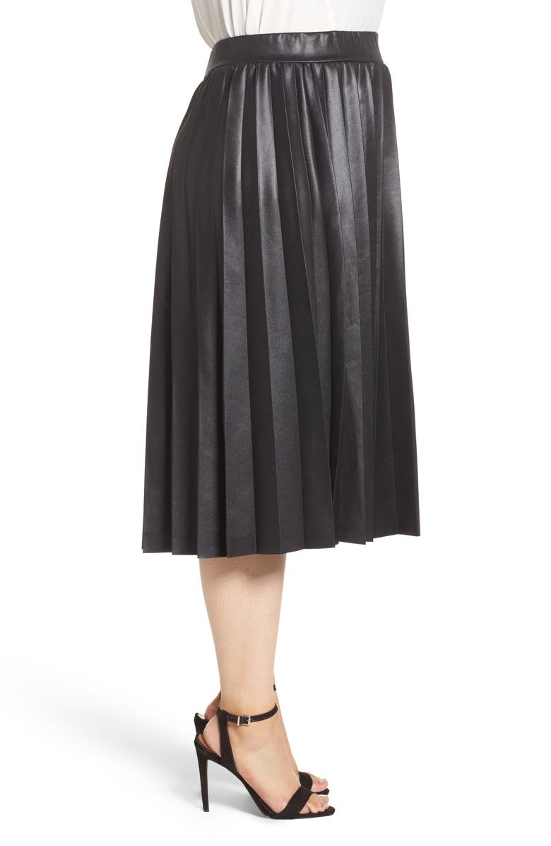 LOST INK Coated Jersey Pleated Skirt, Alternate, color, 