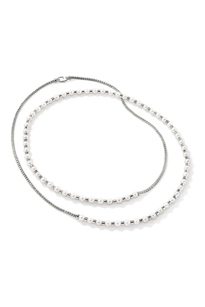 JH Essential Freshwater Pearl Wrap Necklace, Sterling Silver, 2.5mm, Alternate, color, SILVER/PEARL