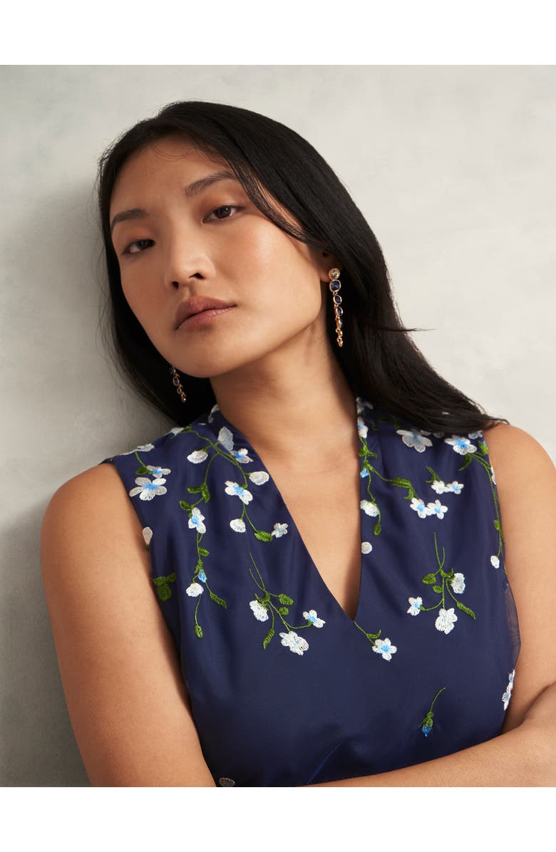 HOBBS LONDON Aria Embroidered Dress, Alternate, color, Midnight Blue