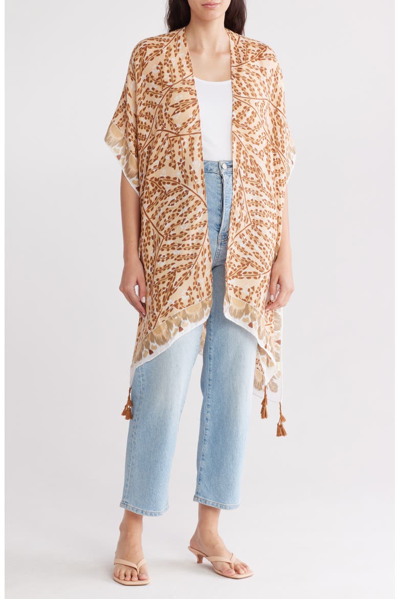 Abstract Print Ruana, Main, color, BEIGE