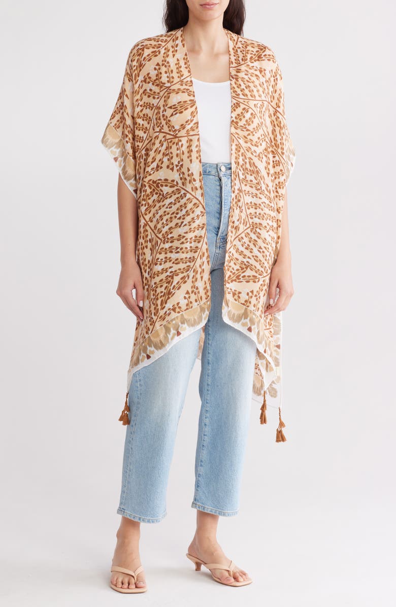 AREA STARS Abstract Print Ruana, Main, color, Beige