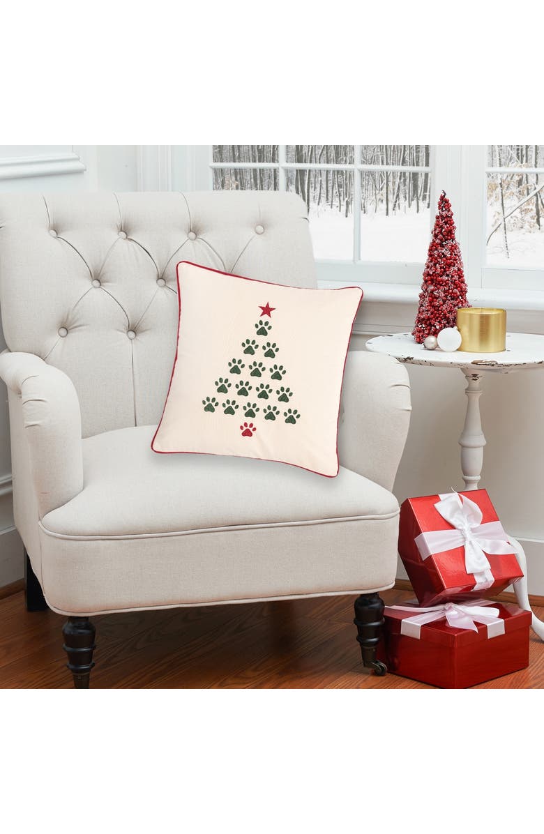 C&F Home Christmas Tree Paws Embroidered Throw Pillow, 18" x 18", Alternate, color, Green