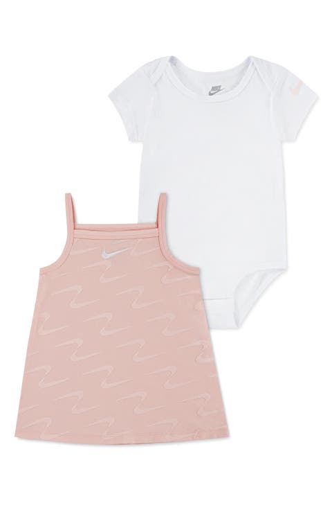 Swoosh Motion Cotton Bodysuit & Dress Set