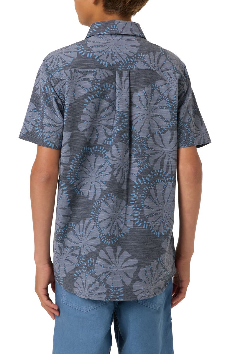 O'Neill Kids' UPF Slub Standard Woven Short Sleeve Button-Up Shirt, Alternate, color, Black