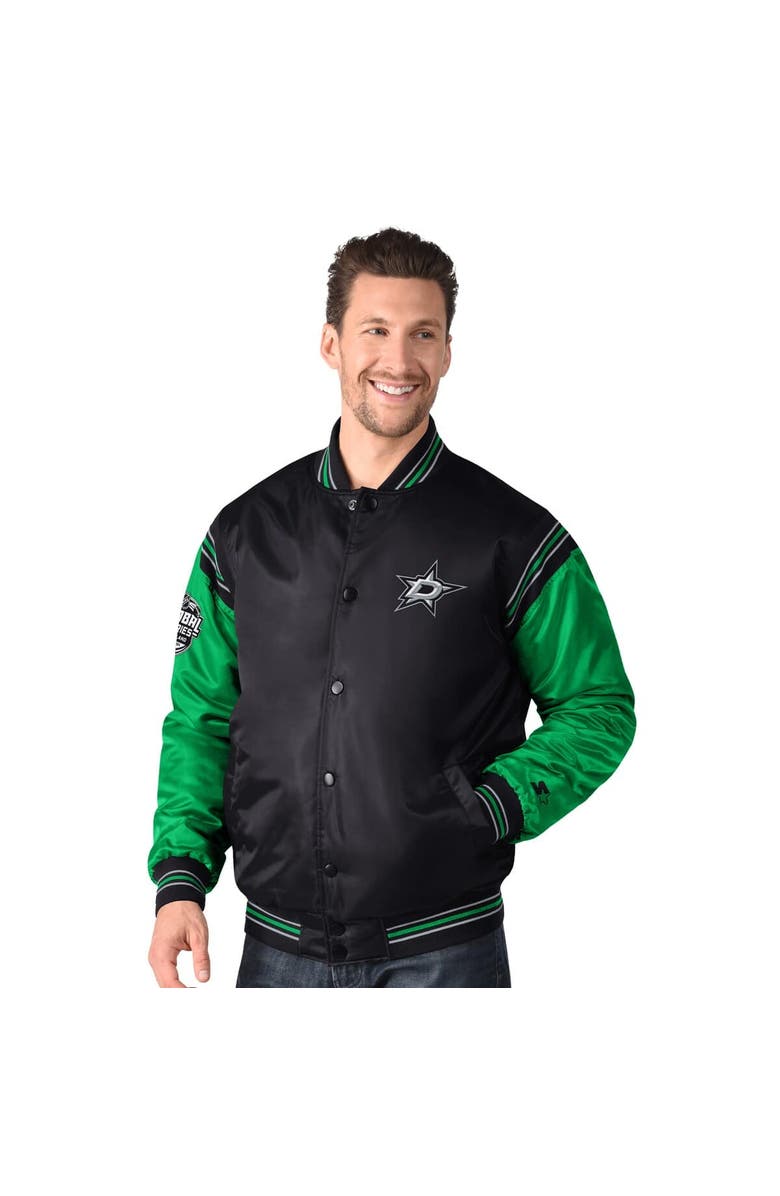 STARTER Men's Starter Black Dallas Stars 2024 NHL Global Series Full-Snap Varsity Jacket, Main, color, 
