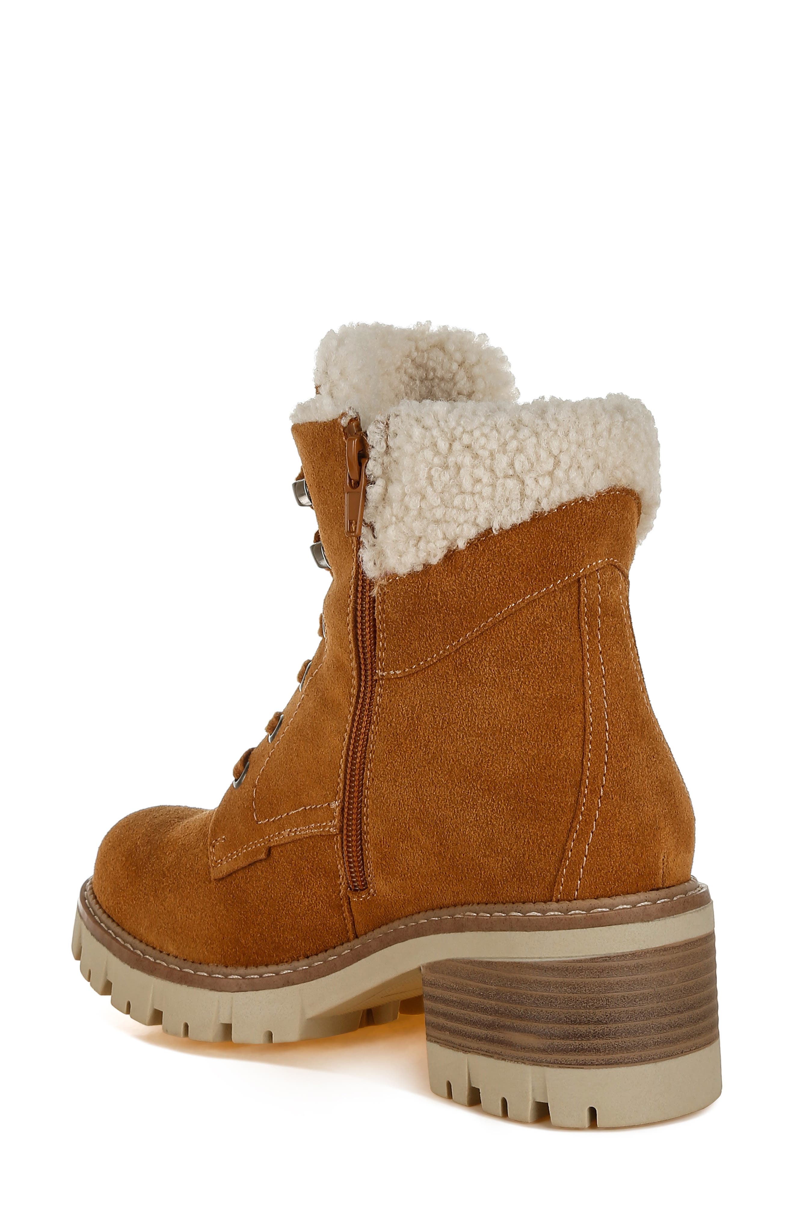 Madoka Water Resistant Lace Up Leather Bootie, Alternate, color, TAN