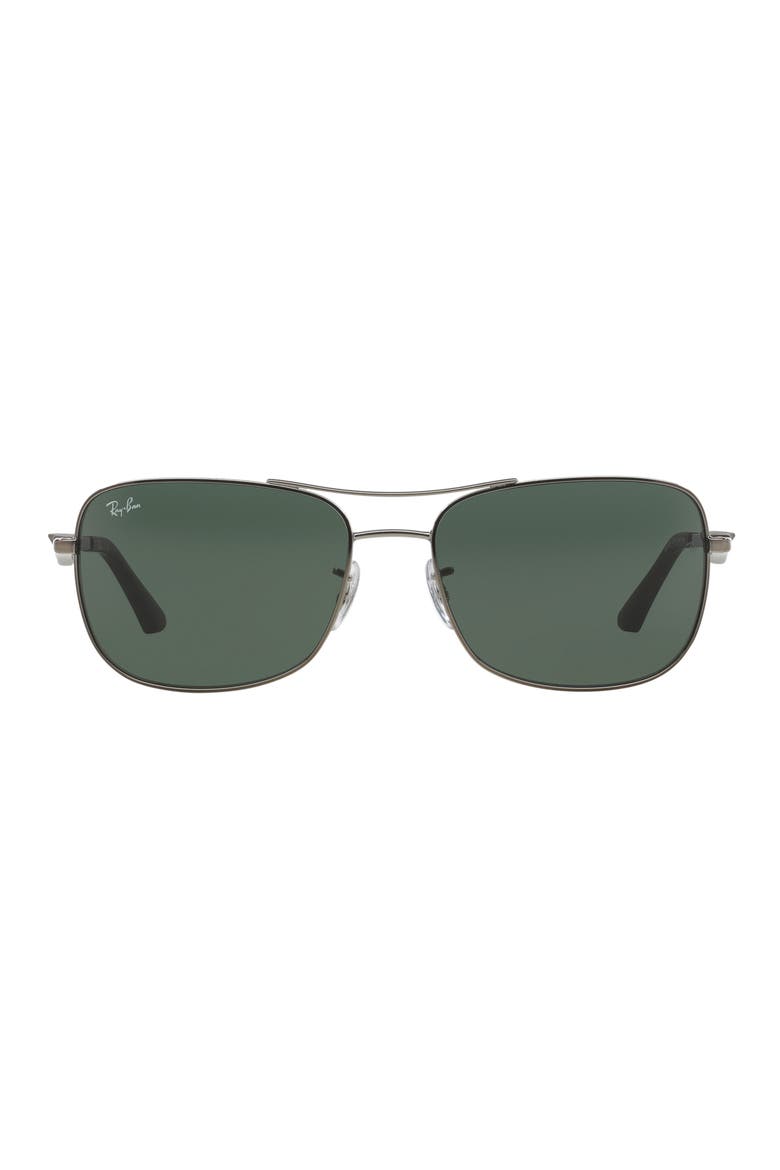 61mm Square Sunglasses, Main, color, GUNMET GRN