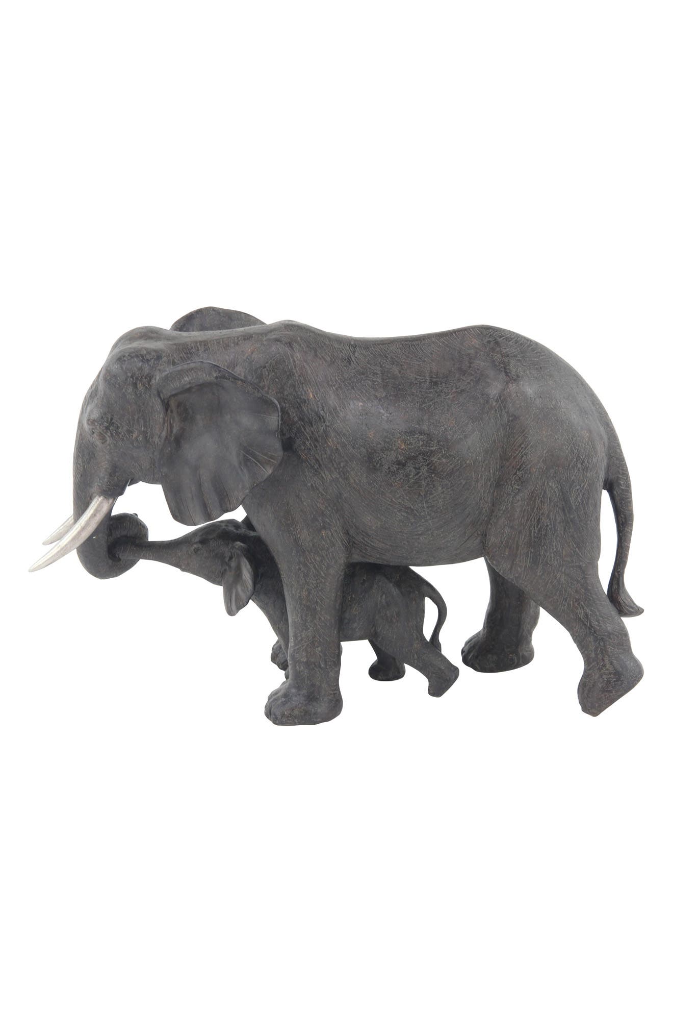 WILLOW ROW Gray Polystone Eclectic Elephant Sculpture