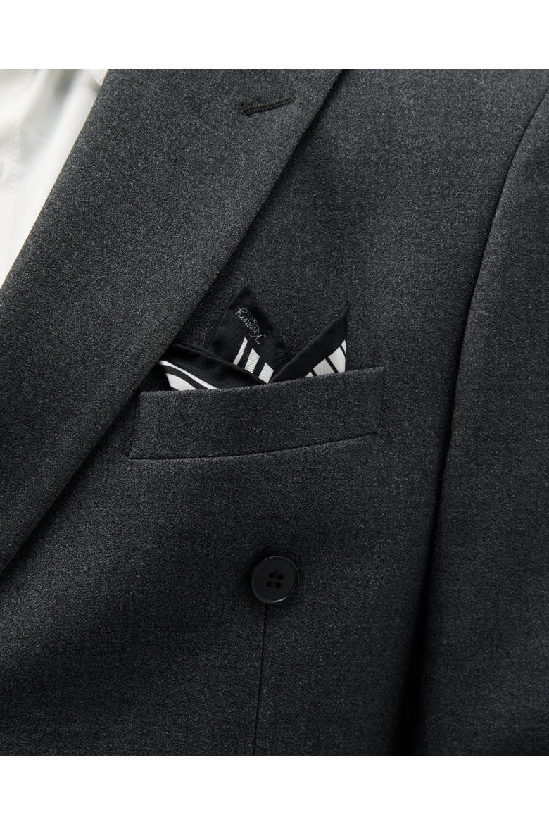 Pinstripe Silk Pocket Square, Alternate, color, Black & White