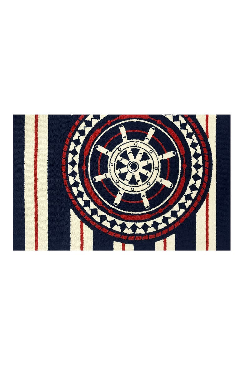 Nautical Wheel Doormat, Main, color, BLUE/ WHITE/ RED
