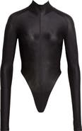 LaQuan Smith High Cut Zip-Up Bodysuit