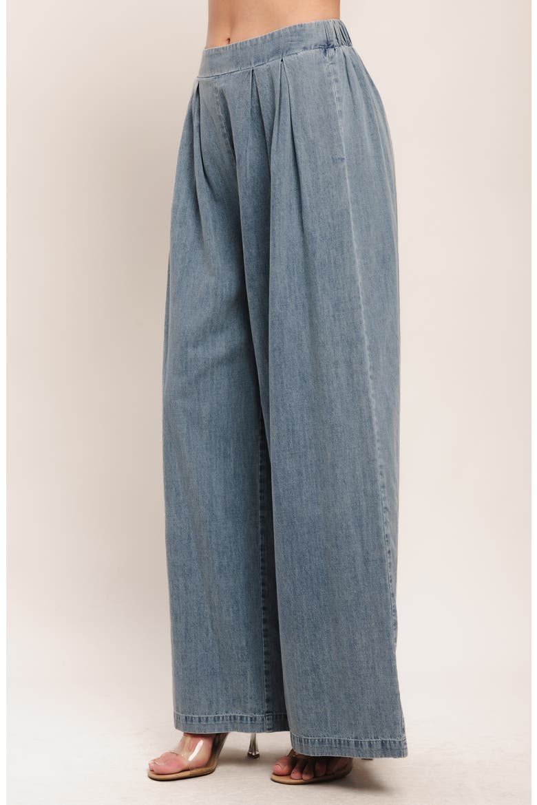 Pleated Wide Leg Pants, Alternate, color, LIGHT INDIGO