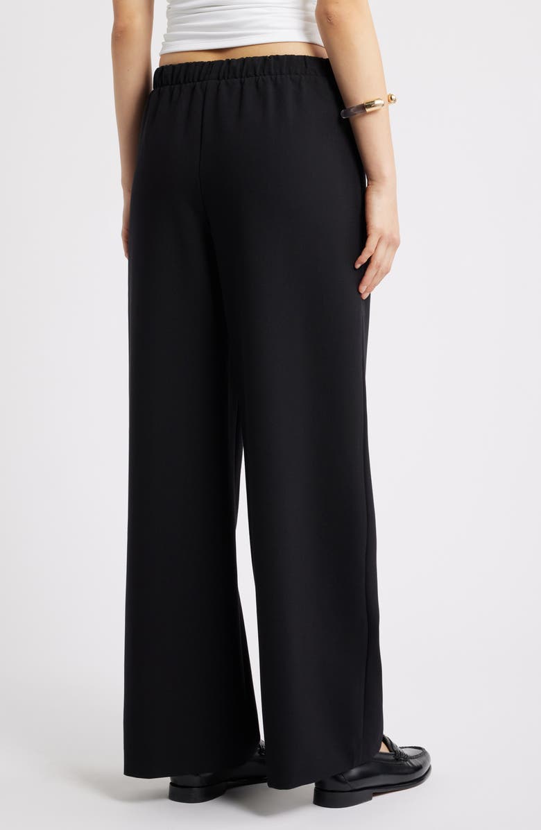 Open Edit Wide Leg Twill Pants, Alternate, color, Black