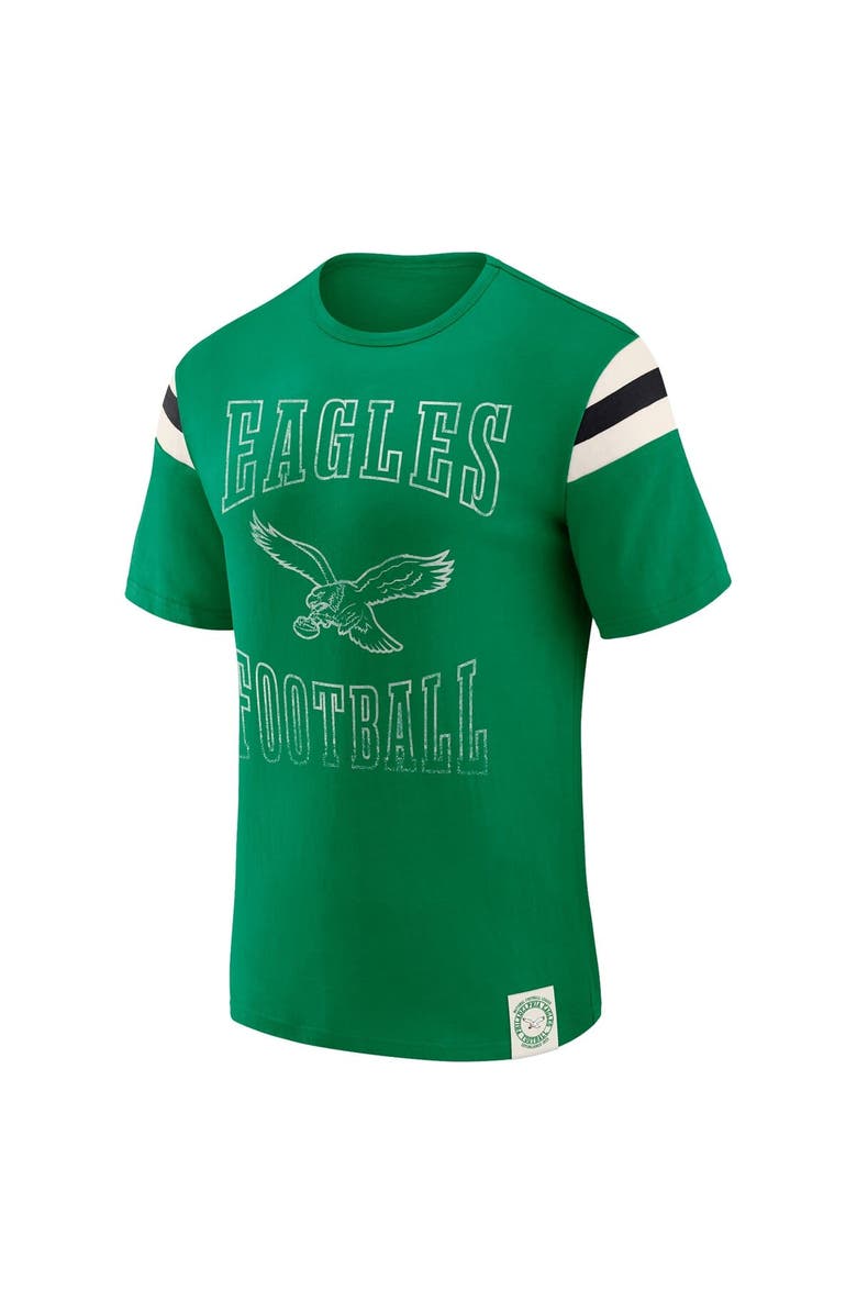 Darius Rucker Collection by Fanatics Men's Darius Rucker Collection by Fanatics Kelly Green Philadelphia Eagles Distressed Throwback Shoulder Stripe T-Shirt, Alternate, color, Kelly Green