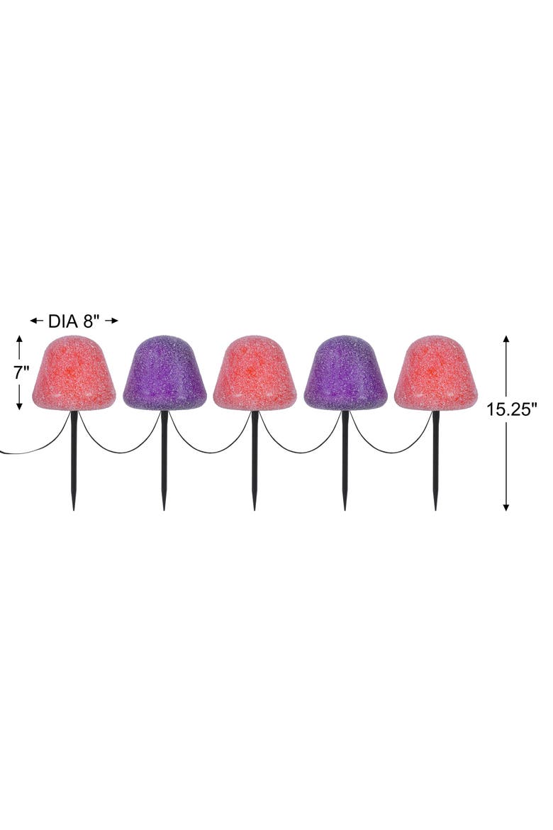 Set of 5 LED Gumdrop Pathway Lights - Orange and Purple, Alternate, color, Multicolor