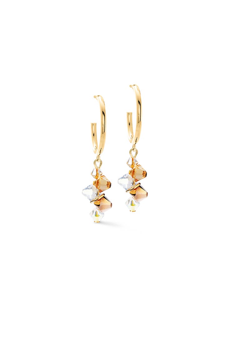Dancing Crystals Gold Earrings, Main, color, Beige
