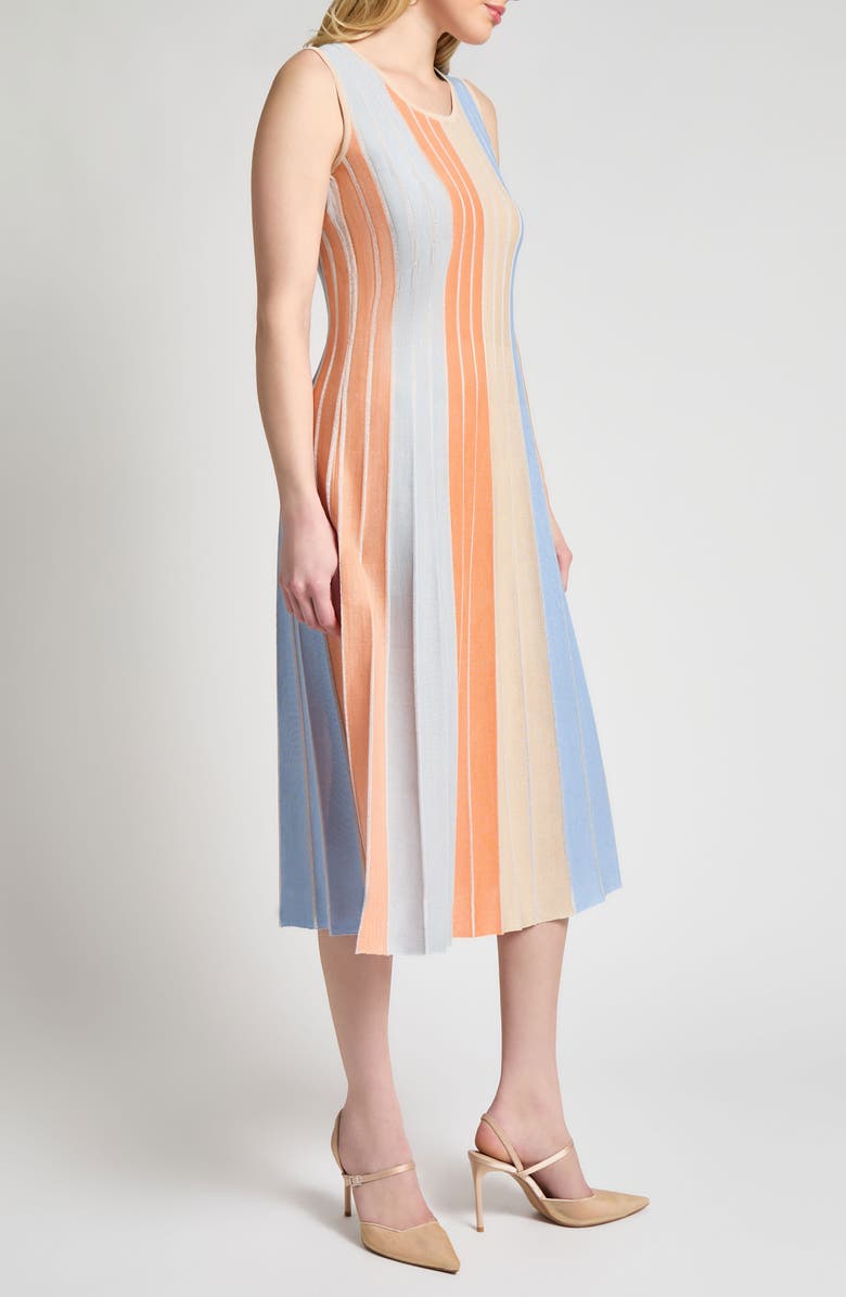 Misook Stripe Sleeveless Midi Dress, Alternate, color,