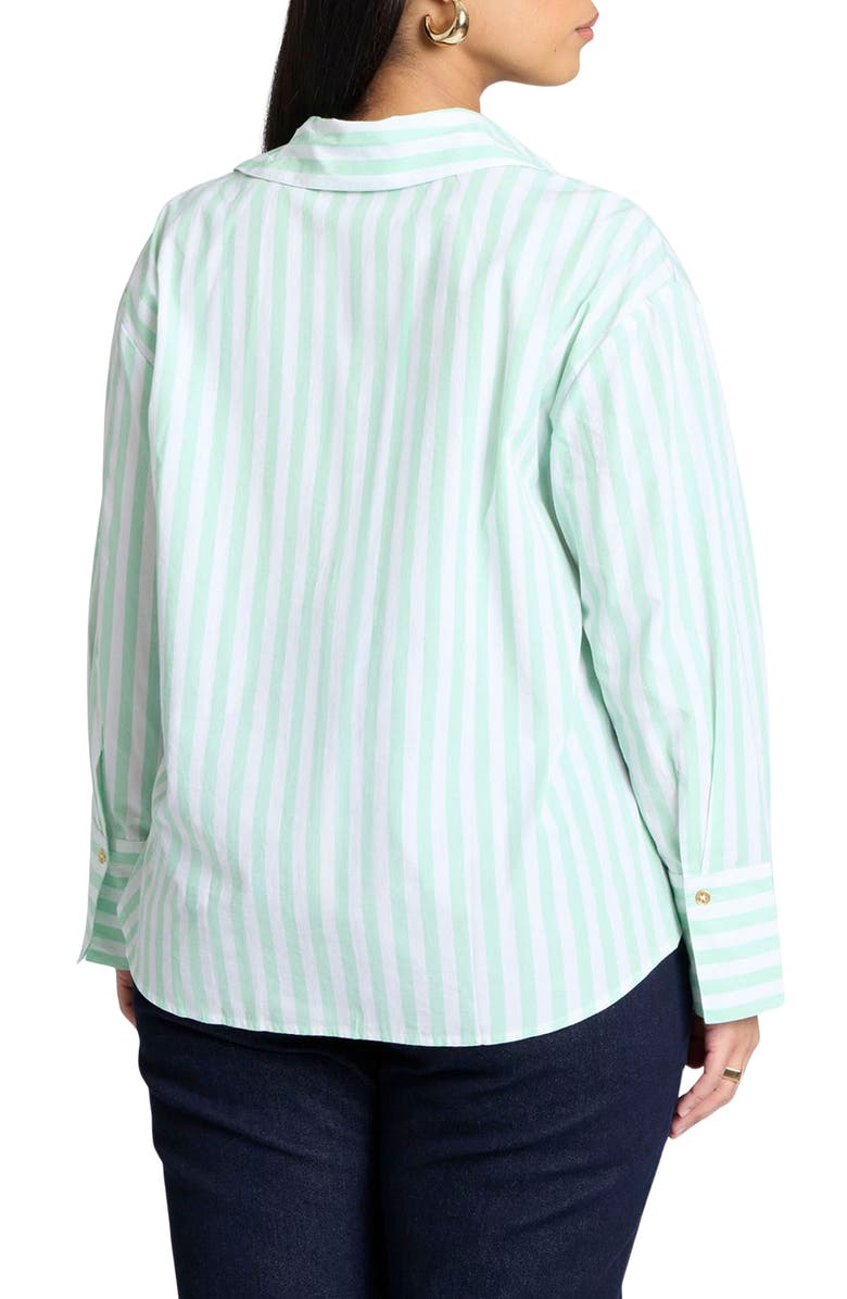 ELOQUII Stripe Button-Up Shirt, Alternate, color,