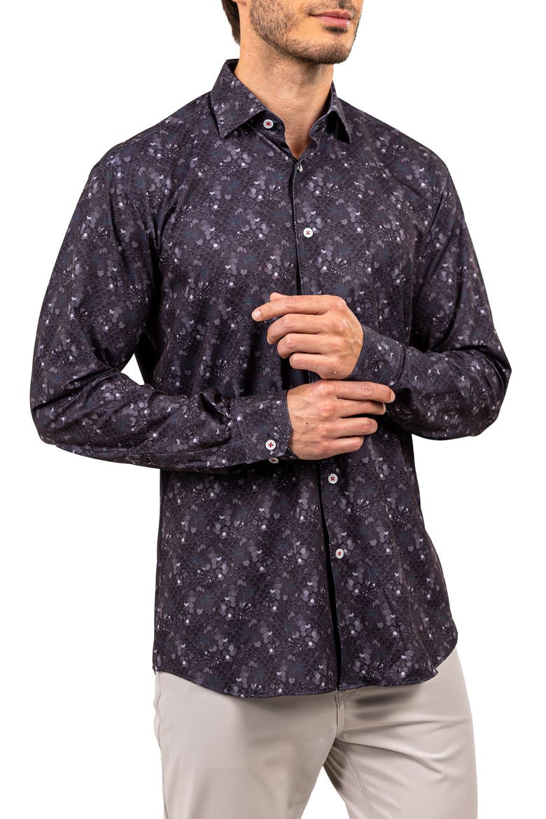Fibonacci Stretch Ascension 3315 Contemporary Fit Button-Up Shirt, Alternate, color, BLACK