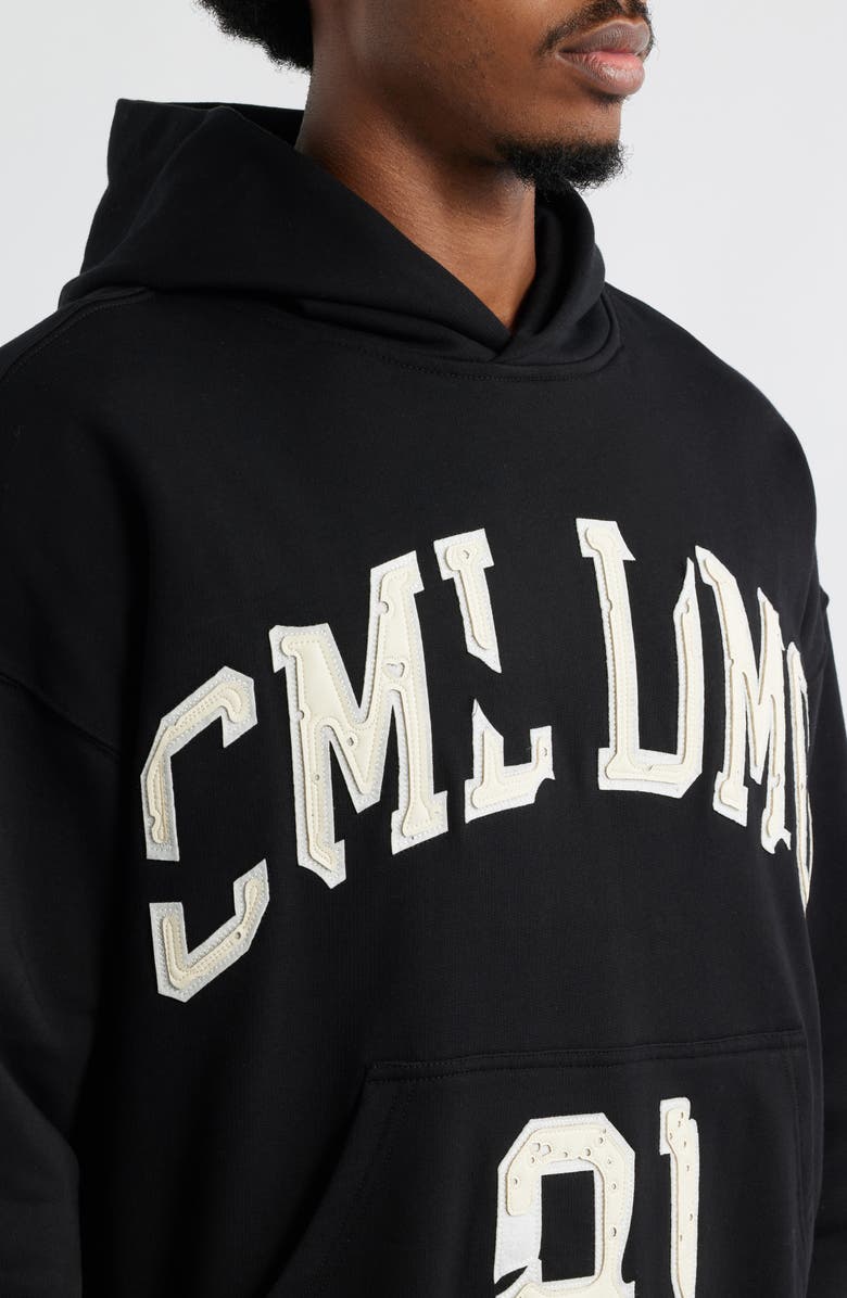 CRIMINAL DAMAGE Destroyed Logo Cotton Hoodie, Alternate, color, Black