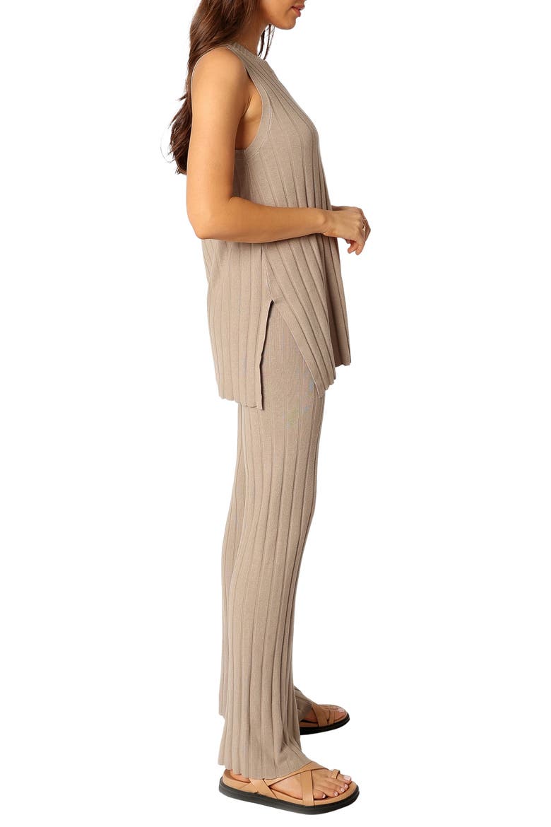 Silvie Wide Rib Sweater Tank & Straight Leg Pants Set, Alternate, color, BEIGE/KHAKI