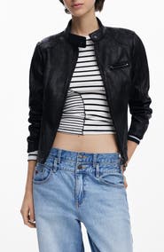 Desigual Faux Leather Moto Jacket
