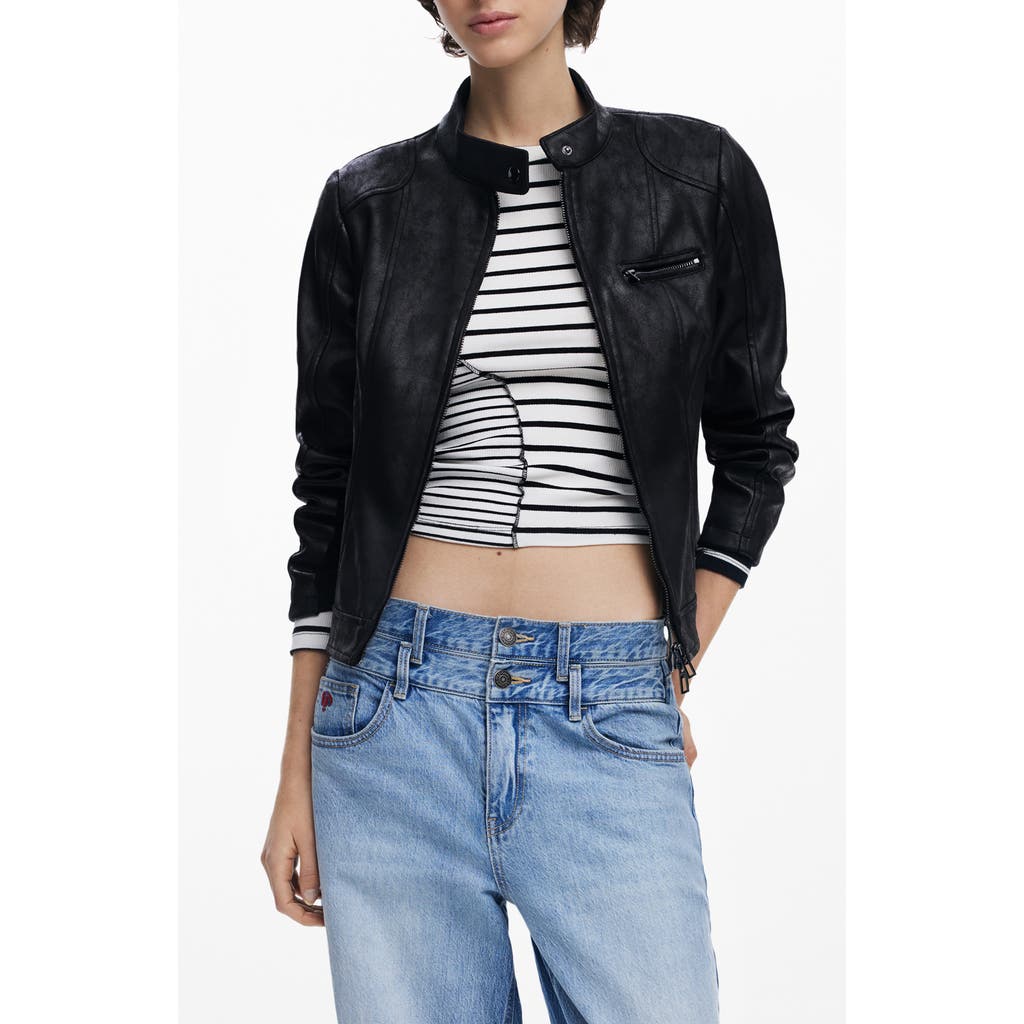 DESIGUAL DESIGUAL FAUX LEATHER MOTO JACKET