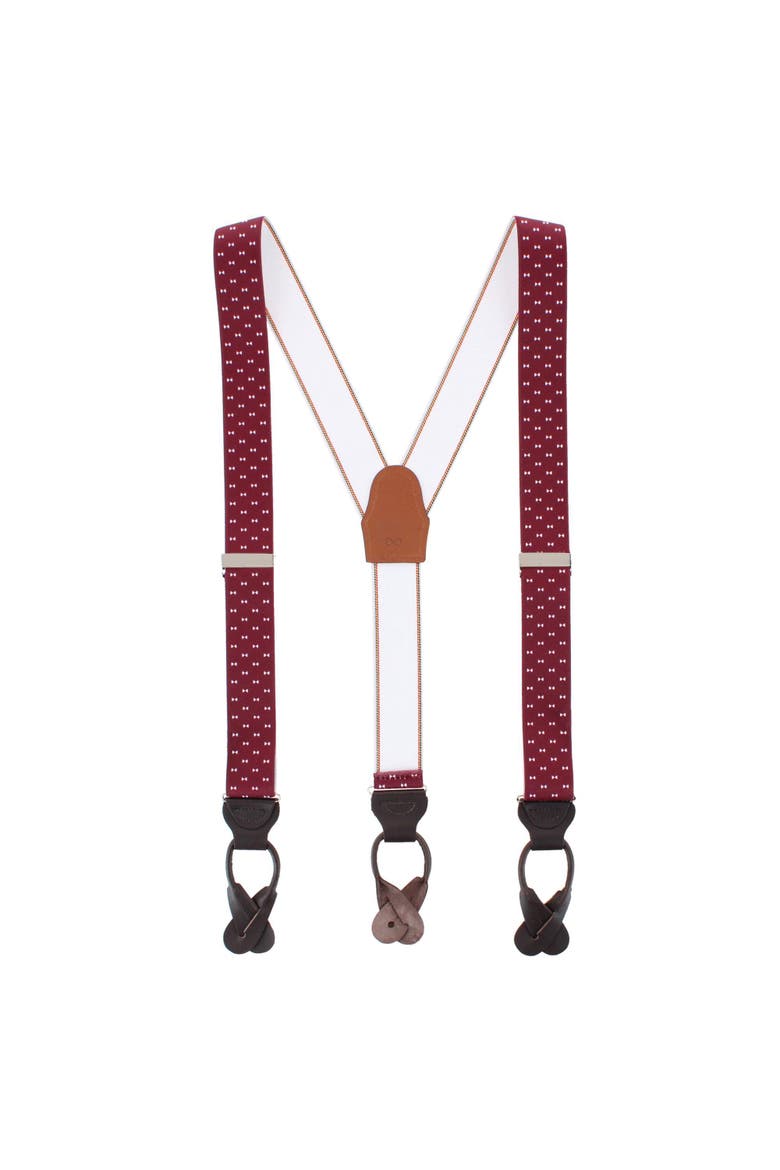 The Micro Bow Classic Elastic Button End Suspenders, Alternate, color, Burgundy