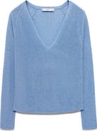 MANGO Shimmer V-Neck Sweater