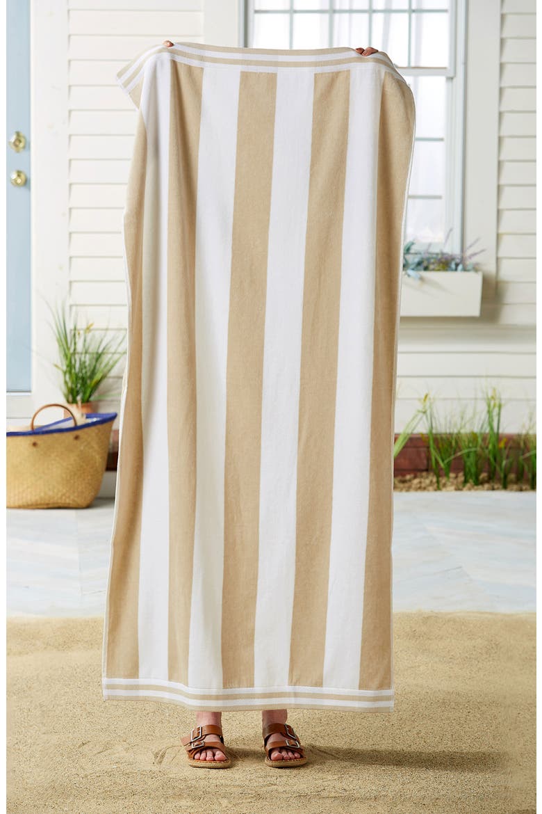 4-Pack Oversize Stripe Beach Towels, Alternate, color, LINEN