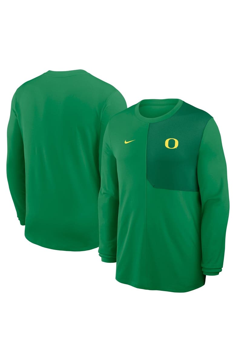 Nike Men's Nike Green Oregon Ducks 2025 Sideline Coach UV Performance Long Sleeve T-Shirt, Alternate, color, 