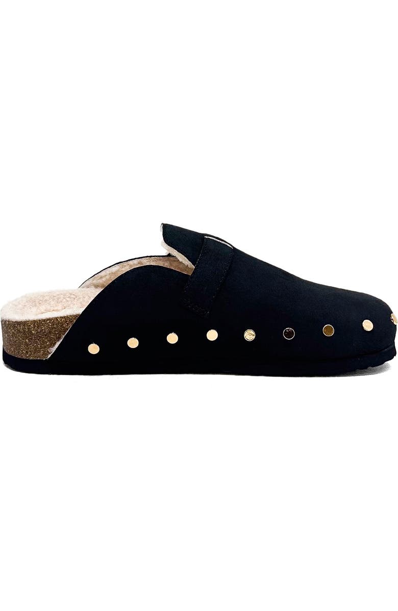 SHUSHOP Tori Faux Shearling Lined Clog, Alternate, color, Black Suede