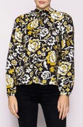 MELLODAY Floral Mock Neck Long Sleeve Top
