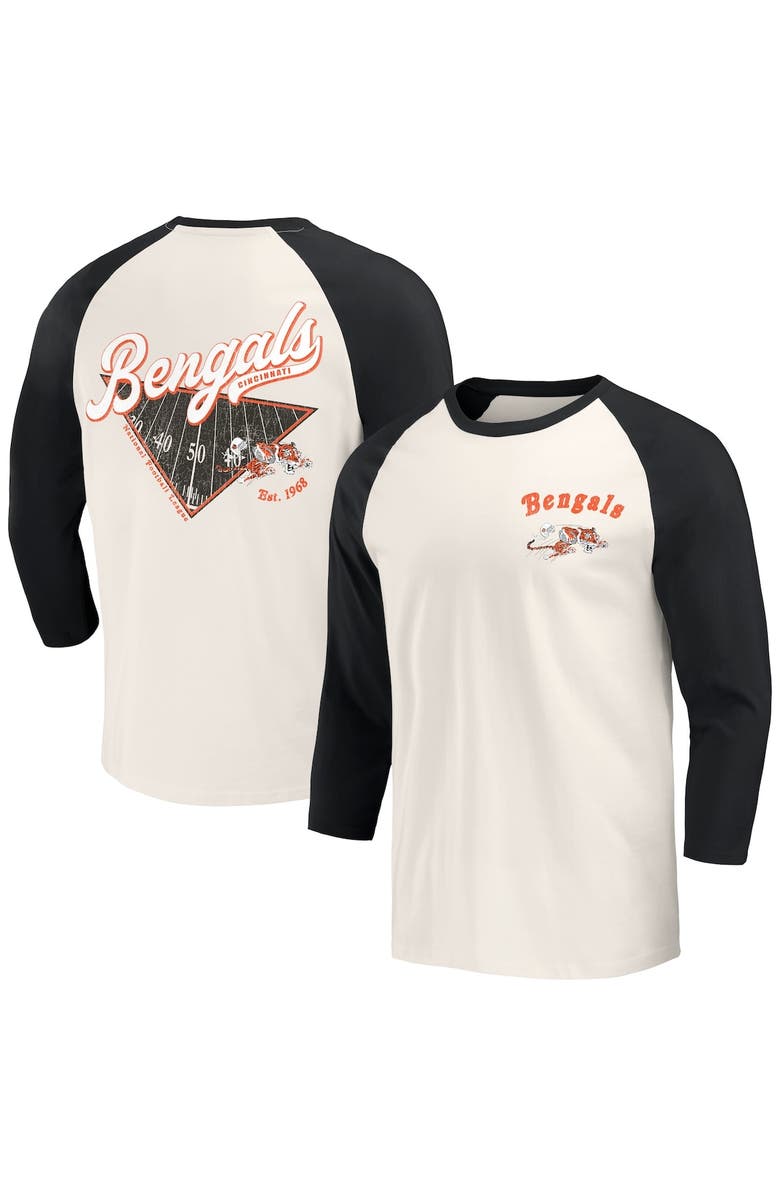Darius Rucker Collection by Fanatics Men's Darius Rucker Collection by Fanatics Black/White Cincinnati Bengals Raglan 3/4 Sleeve T-Shirt, Main, color, 