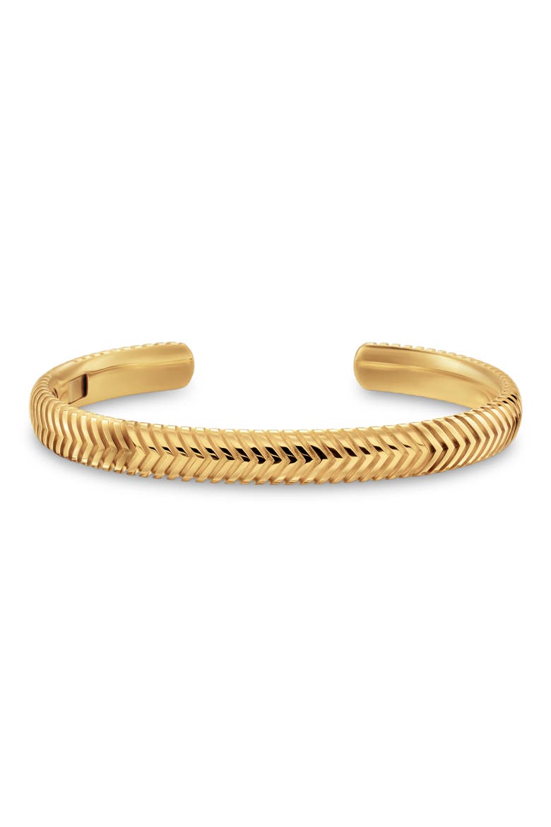 Chevron Cuff Bracelet in 18K Yellow Gold, Alternate, color, GOLD